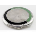 Silver & enamel compact hallmarked with London Import marks for 1933 . Weighs 3.5oz approx. Includes