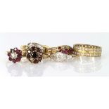 Assortment of six 9ct/18ct rings all with stones missing. Total weight approx 15g