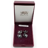 Pair of 9ct. gold and platinum cuff-links with box. Weight of cuff links 5.3g.