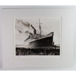 Shipping, R.M.S. Queen Mary, 16 x 20" photograph of the ship leaving Southampton 17th February 1937,