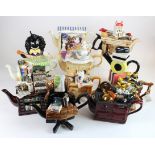 Novelty Teapots. A collection of eleven large novelty teapots, mostly by Cardew Designs, including