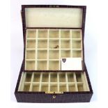 Aspinal of London leather ring two tier jewellery box, key present, width 29cm, depth 23cm, height