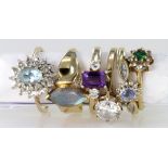 Mixed lot of 9ct hallmarked stone set Rings weight 15.6g (6)
