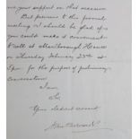 Edward VII (Albert Edward, 1841-1910). An original two-sided manuscript letter signed by Edward VII,