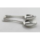 Jersey, Pair of silver Fiddle Pattern tablespoons c. 1840 by Thomas de Gruchy & John le Gallais.