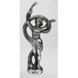 Chrome car mascot, circa early to mid 20th Century, depicting a nude female, reg. no. '698310'