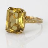 Yellow Metal Ring marked 9ct Gold with large Citrine stone size N weight 4.0g