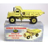 Dinky No.965 Euclid Rear Dump Truck rare early version with Black logo, pale yellow cab and hubs