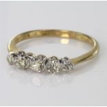 Yellow metal tests 9ct five stone Diamond Ring size Q weight 2.7g