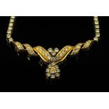 Yellow metal (tests as 22ct) Bapalal Necklace set with approx 3.63ct weight of Diamonds weight 24.