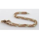 9ct yellow and rose gold figaro chain with swivel clasps, 38cm long, weight 13.5g