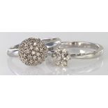 Two 9ct White Gold hallmarked Diamond set Rings weight 6.4g