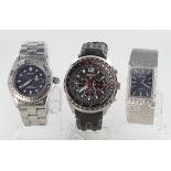 Gents Seiko X Solar chronograph wristwatch along with a Seiko Solar divers 200m wristwatch & a