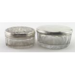 Two Georgian silver topped jars ( one of the glasses is quite rough & damaged on the rim). The
