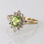 9ct Gold hallmarked Peridot set Ring size R weight 2.4g