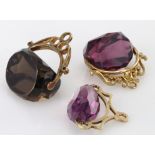 Three 9ct Gold Amethyst Swivels weight 18.2g