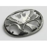 Georg Jensen silver oval brooch (no. 238), depicting a bird in flight, makers marks stamped to