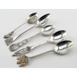 Five silver spoons, three Royalty related and two London related. Hallmarked Birm. 1901, 1908 & 1917