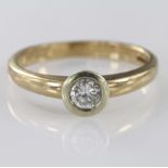 9ct Gold hallmarked Solitaire Diamond Ring 0.22ct weight in rub over setting size L weight 2.5g