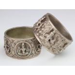 Two Indian silver Napkin Rings marked V & R weight 2.4oz
