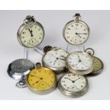 Gents Omega open face pocket watch (working when catalogued) along with seven various non-silver