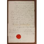 Lawrence (Sir Thomas, 1769-1830). An original manuscript document signed by Thomas Lawrence,