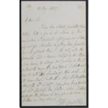 Campbell (Thomas, 1777-1844). An original manuscript letter signed by Thomas Campbell, dated 15th