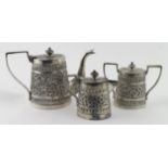 Attractive, unusual Egyptian silver (600 grade) Batchelor Tea set bears Egyptian marks for 1946 (