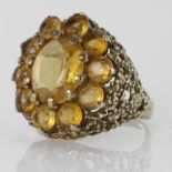 9ct hallmarked Gold Citrine set Cluster Ring size M weight 7.7g