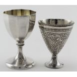 Two silver eggcups, both 800 grade silver. One is German and one is Middle Eastern (possibly