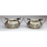 Edwardian pair of silver salts, hallmarked 'G.F.B., Birmingham 1908', weight 68.5g approx.