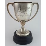 Silver Cricket Trophy, hallmarked 'W&H, Sheffield 1962' (Walker & Hall), engraved to side 'Cyril Ide