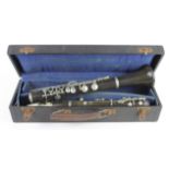 Boosey & Co. Ltd two piece clarinet (no. 29470), length 65cm approx., contained in a case