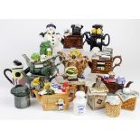 Novelty Teapots. A collection of sixteen small novelty teapots, mostly by Cardew Designs,