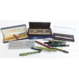 Pens. A collection of fountain & ballpoint pens, pencils etc., including a Montblanc Meisterstuck