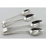 Four Georgian bright-cut silver teaspoons, three old English pattern and one Celtic point , they