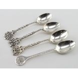four silver Golf spoons, three have golf club handles and one is for Northwood Golf Club, hallmarked