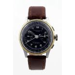 Gents chronograph wristwatch. The blue dial signed Chronograph Suisse with arabic numerals and two