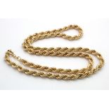 9ct Gold hallmarked Rope Chain 22" length weight 14.6g