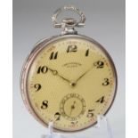 Gents Silver ased (0.800) open face Elida "Chronometre"pocket watch, The gold coloured dial with