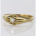 18ct hallmarked Gold Gents Solitaire Diamond Ring size T weight 4.2g