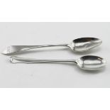 Two Scottish Provincial silver teaspoons comprising an Aberdeen Scots Fiddle teaspoon c. 1790 by