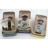 Three Fossil wristwatches, all as new in their original tins