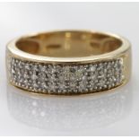 9ct hallmarked Gold Ring pave set with Diamonds size N weight 3.8g