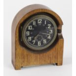 German WWII Heereseigentum dashboard / field clock, mounted in oak as a mantel clock, marked to