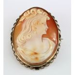 9ct Gold Framed Cameo brooch weight 10.2g
