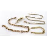 Collection of 9ct Gold Items, two Necklaces, Bracelet and Dolphin Brooch weight 12.1g (4)