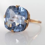 Yellow metal stamped 9ct Gold Ring set with Blue Topaz size K weight 6.3g