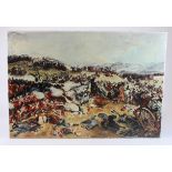 Battle of Waterloo interest. Oil on Canvas depicting the Battle of Waterloo, unsigned (although