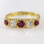 18ct hallmarked Ruby and Diamond Ring size M weight 3.7g